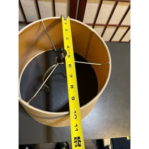 MCM LAMP DRUM STYLE SHADE LINEN BEIGE FABRIC MID CENTURY VINTAGE 10" X 10" DENTS - Picture 9 of 12